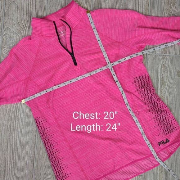 Fila Sport Womens Large Running Jacket Pink Quarter Zip Pull Over Long Sleeve - Picture 7 of 7